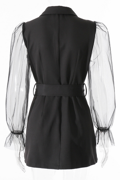 Vestidos elegantes de moda con cuello vuelto, transparentes y lisos (4 colores)