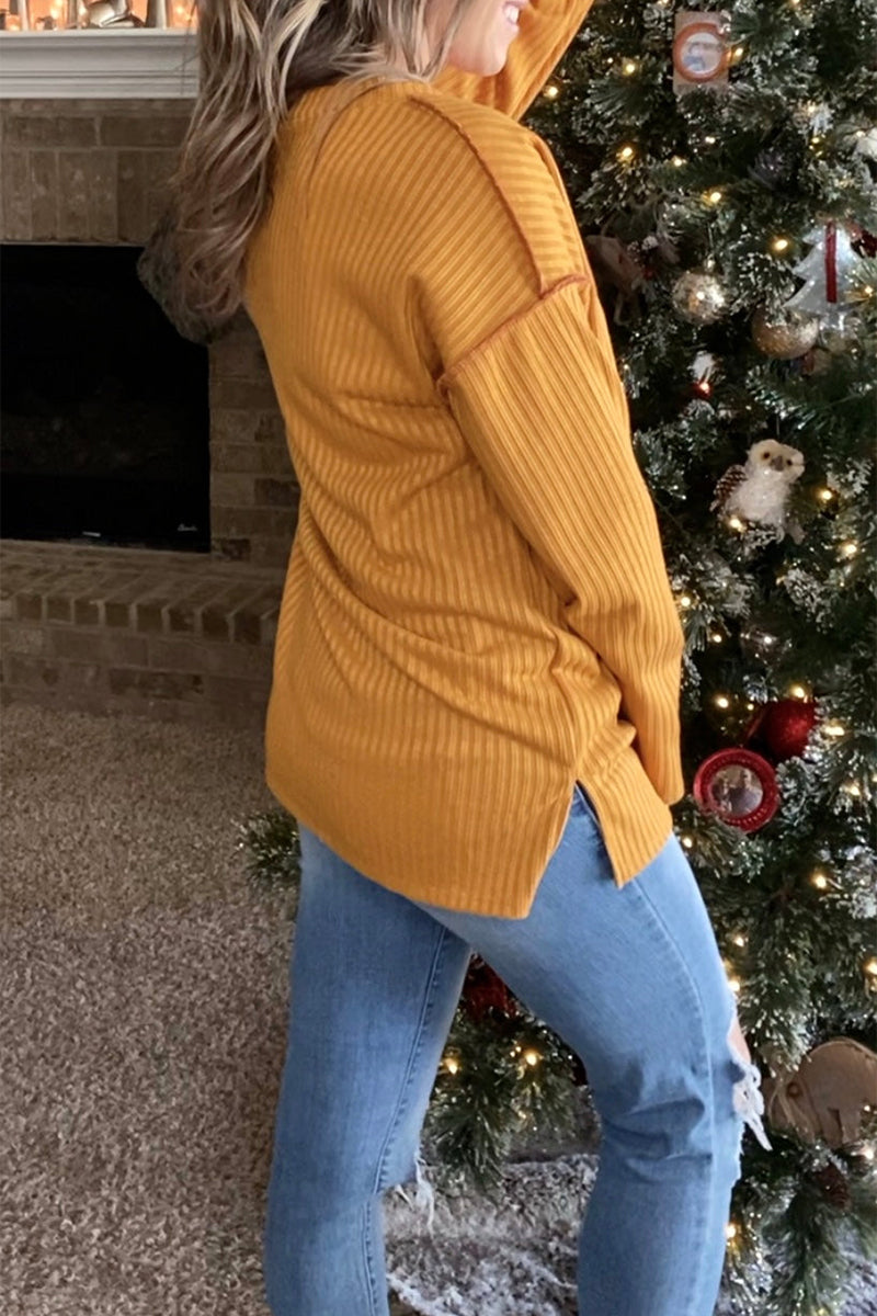 Tops casuales de cuello en V con parches sólidos (3 colores)