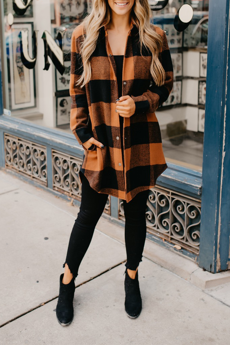 Blusas casuales de cuello mandarín con hebilla y patchwork liso (6 colores)