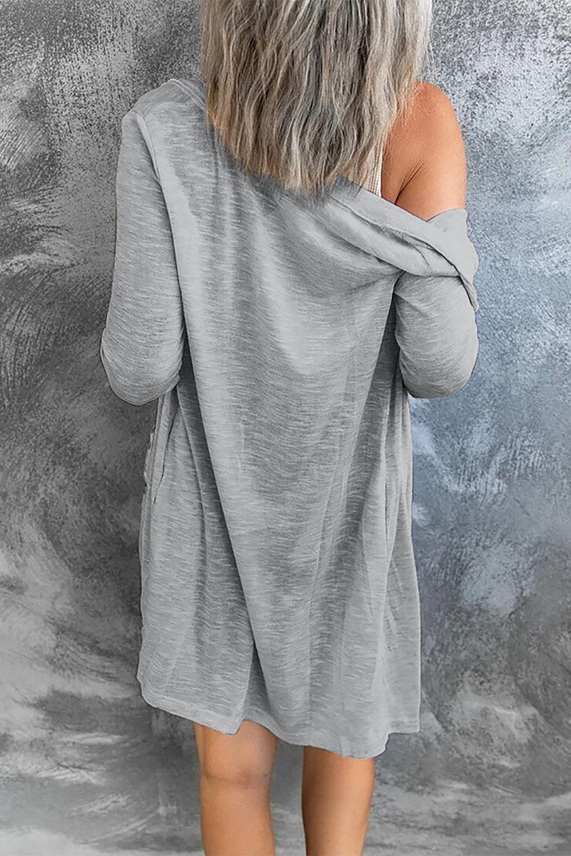 Blusas de cuello redondo con botones sólidos de moda (9 colores)