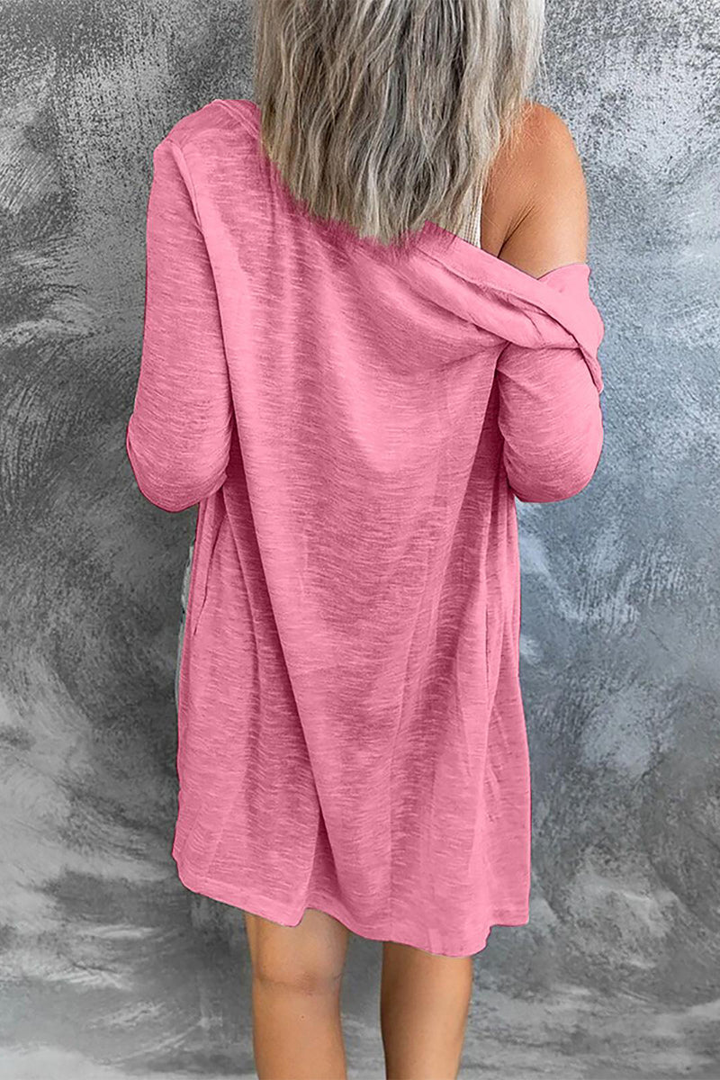 Blusas de cuello redondo con botones sólidos de moda (9 colores)