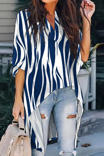 Tops con cuello en V y estampados de simplicidad de moda (5 colores)