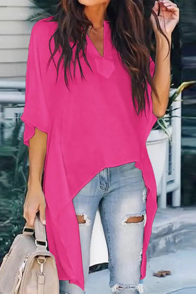 Tops con cuello en V y estampados de simplicidad de moda (5 colores)