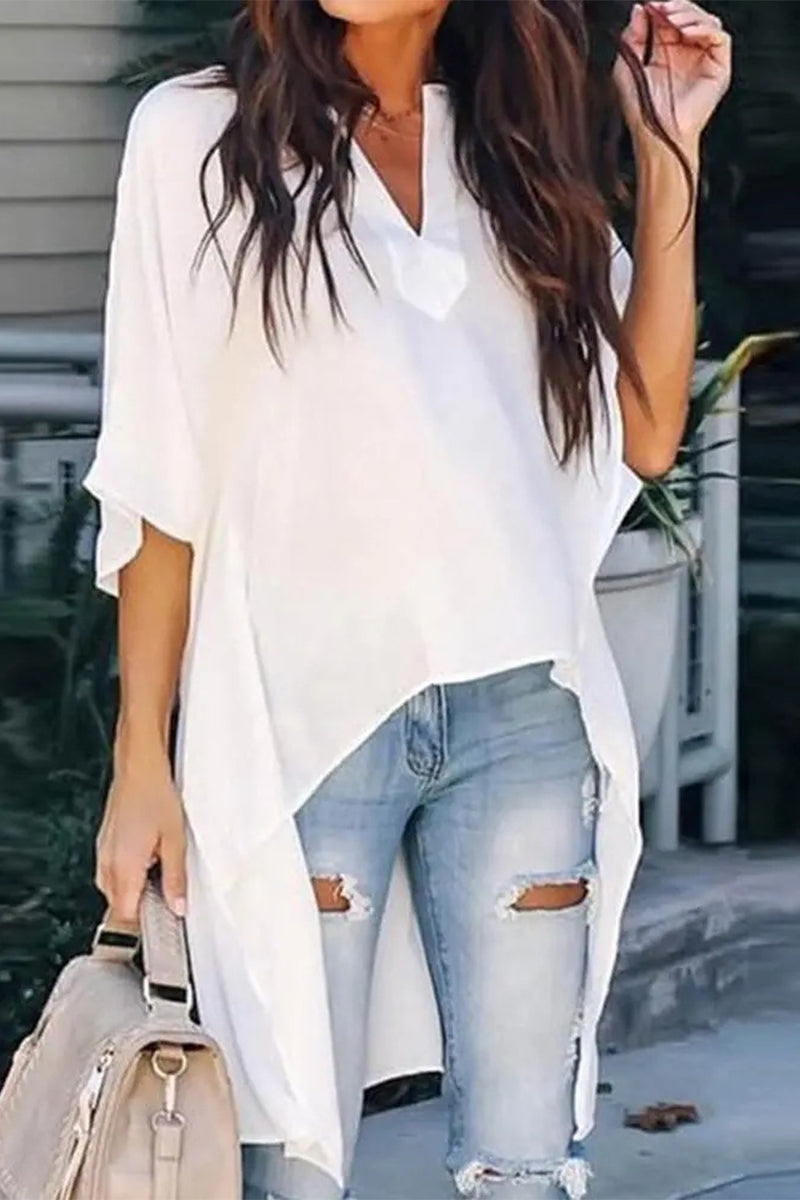 Tops con cuello en V y estampados de simplicidad de moda (5 colores)