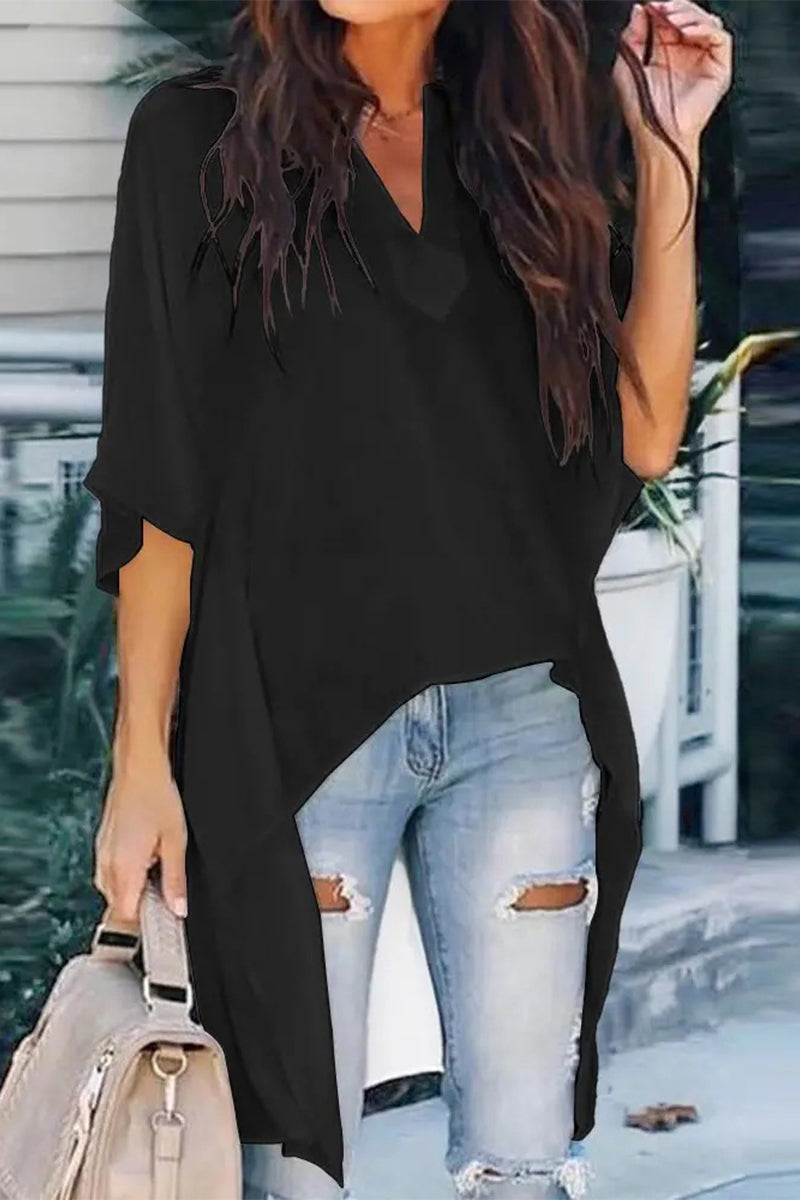 Tops con cuello en V y estampados de simplicidad de moda (5 colores)