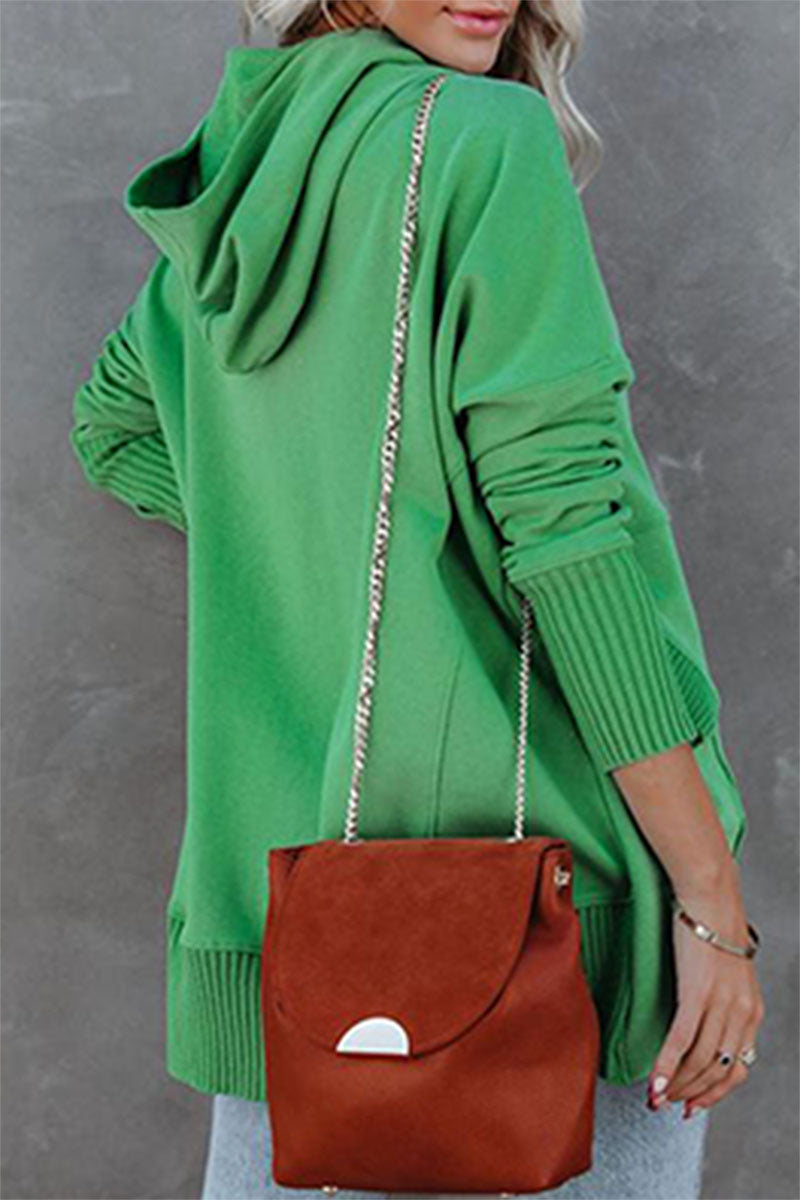 Sudadera con capucha y cuello con hebilla y bolsillo liso, estilo informal y elegante (14 colores)