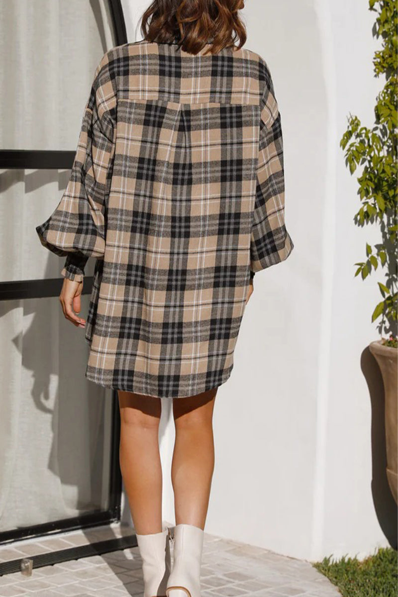 Blusas de moda con cuello vuelto y hebilla a cuadros (3 colores)