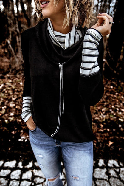 Tops casuales de cuello alto con parches sólidos