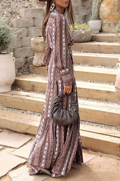 Vestidos estampados de moda con cuello mandarín y patchwork