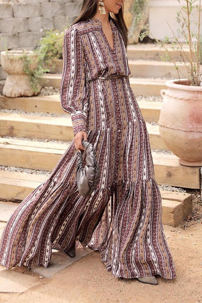 Vestidos estampados de moda con cuello mandarín y patchwork