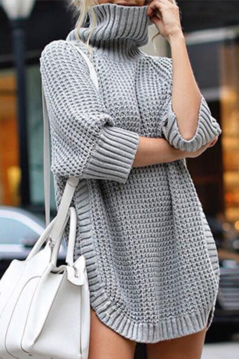 Suéteres casuales retro de moda de color sólido con cuello redondo (4 colores)