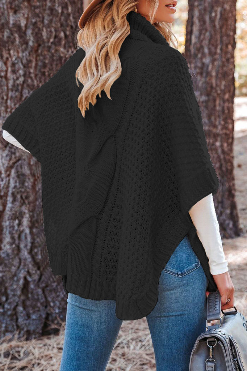 Suéteres de cuello alto con parches lisos de moda (3 colores)