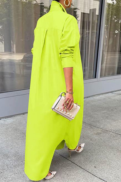 Vestido camisero informal de moda con botones y cuello vuelto (5 colores)