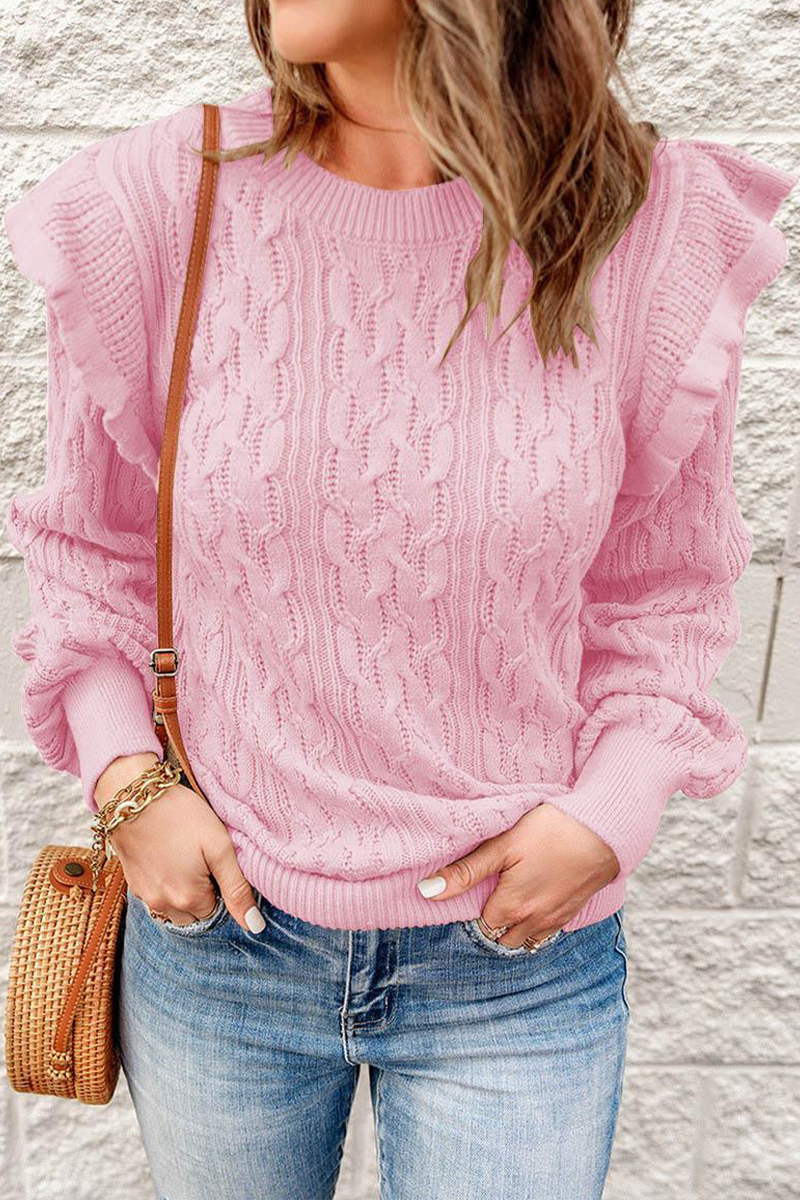 Suéteres casuales de cuello redondo con parches sólidos (8 colores)