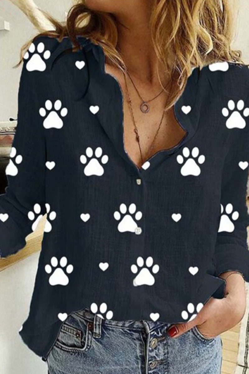 Tops casuales de moda con cuello vuelto y estampado de patchwork de lunares