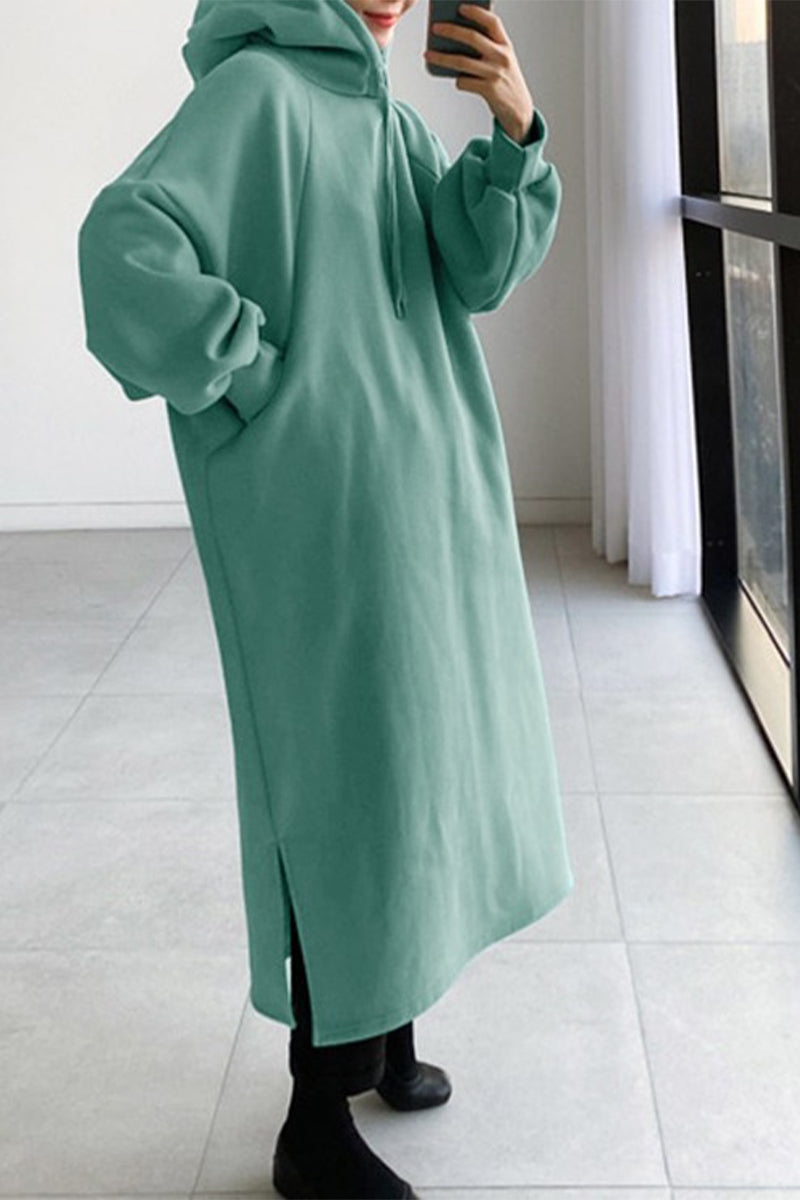 Tops con capucha y cuello de color sólido informales de moda (4 colores)