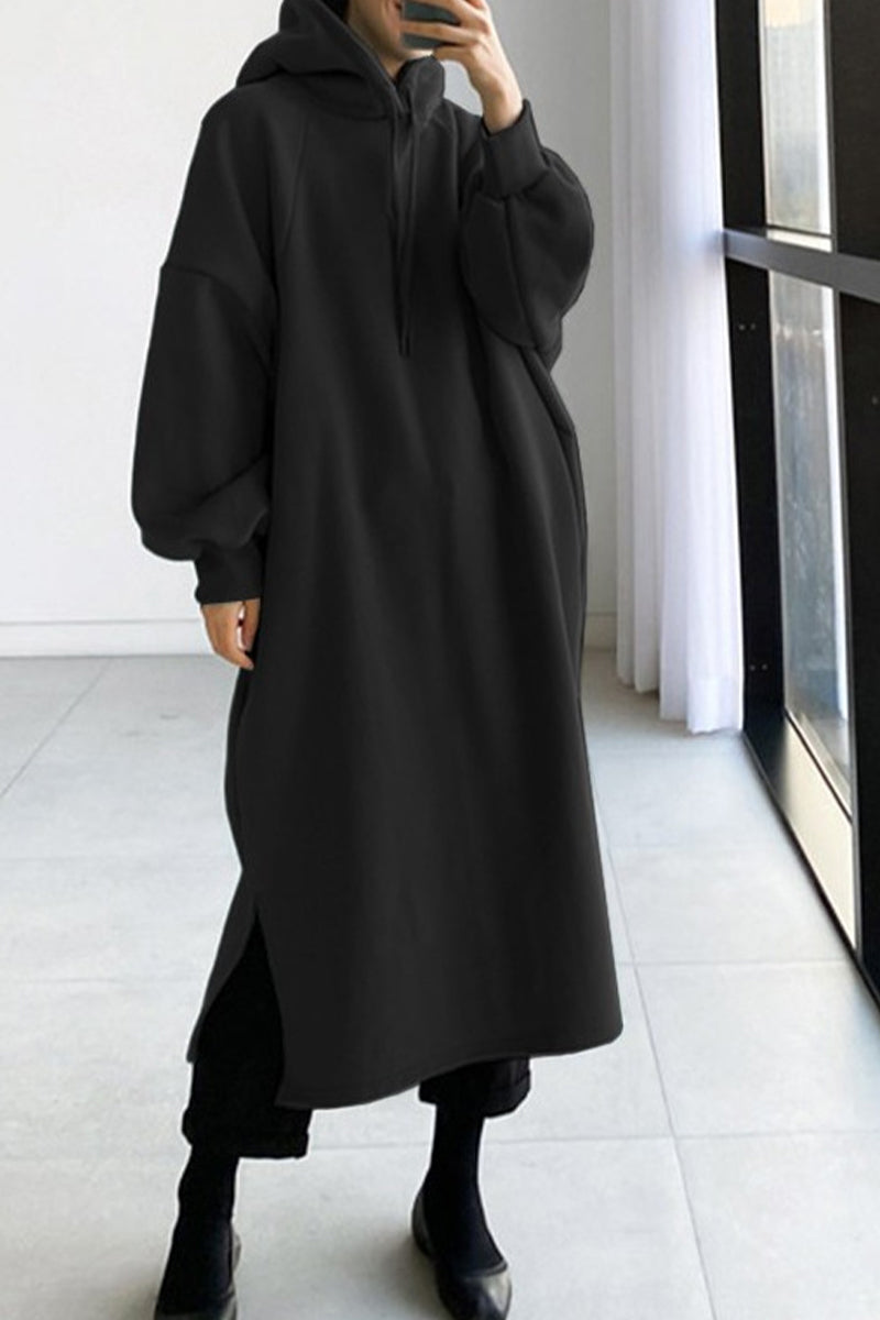 Tops con capucha y cuello de color sólido, casuales y de moda