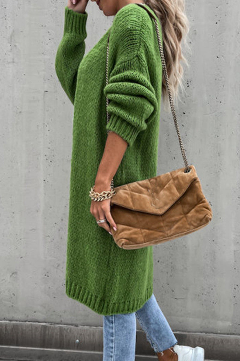 Cárdigans de cuello en V con patchwork liso de moda