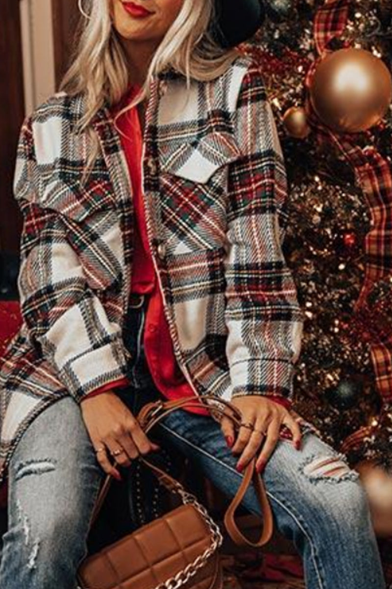 Prendas de abrigo informales con cuello vuelto y estampado de cuadros escoceses