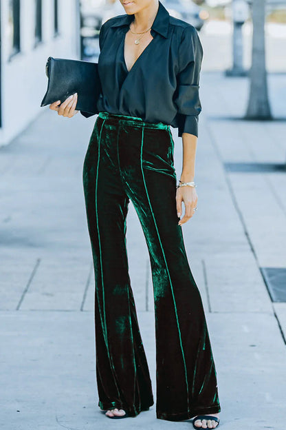 Pantalones elegantes de corte acampanado con cintura media y altavoz (3 colores)