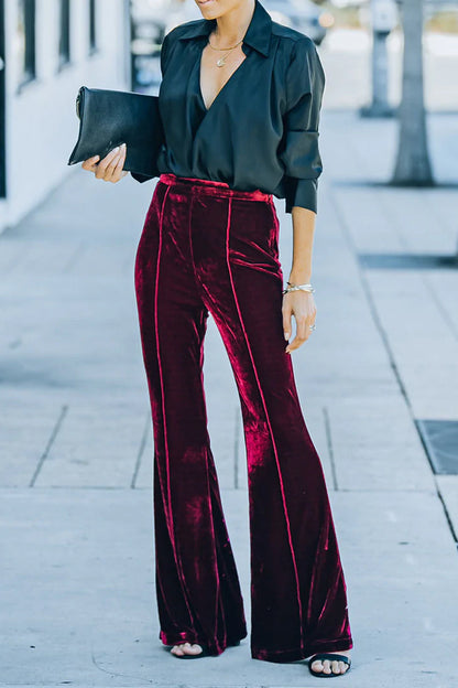 Pantalones elegantes de corte acampanado con cintura media y altavoz (3 colores)