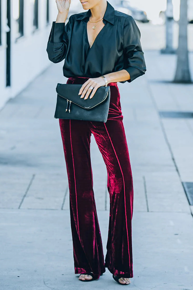 Pantalones elegantes de corte acampanado con cintura media y altavoz (3 colores)