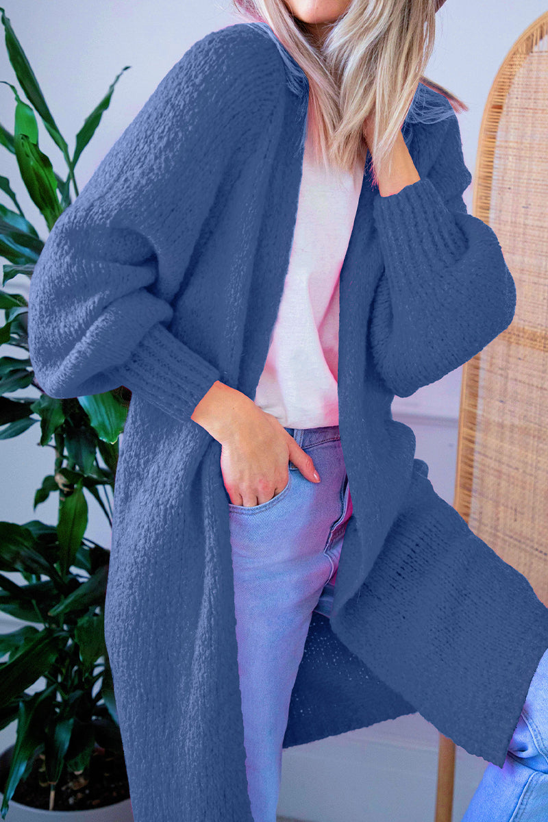 Cárdigan informal de cuello en V con parches lisos (5 colores)