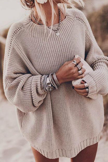 Suéteres casuales de cuello redondo de color liso para calle (6 colores)