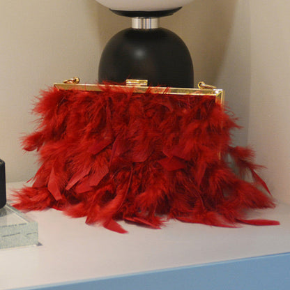 Bolsos de fiesta diarios con plumas, cadenas y perlas