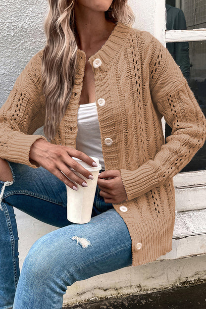 Suéteres casuales elegantes con botones ahuecados y cuello redondo (3 colores)