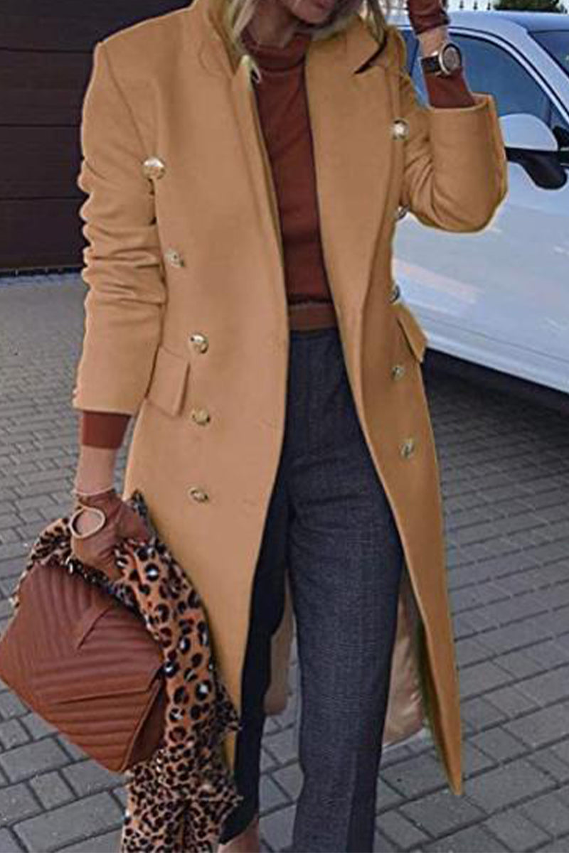 Prenda exterior informal, elegante, de calle, con botones lisos y cuello vuelto (4 colores)