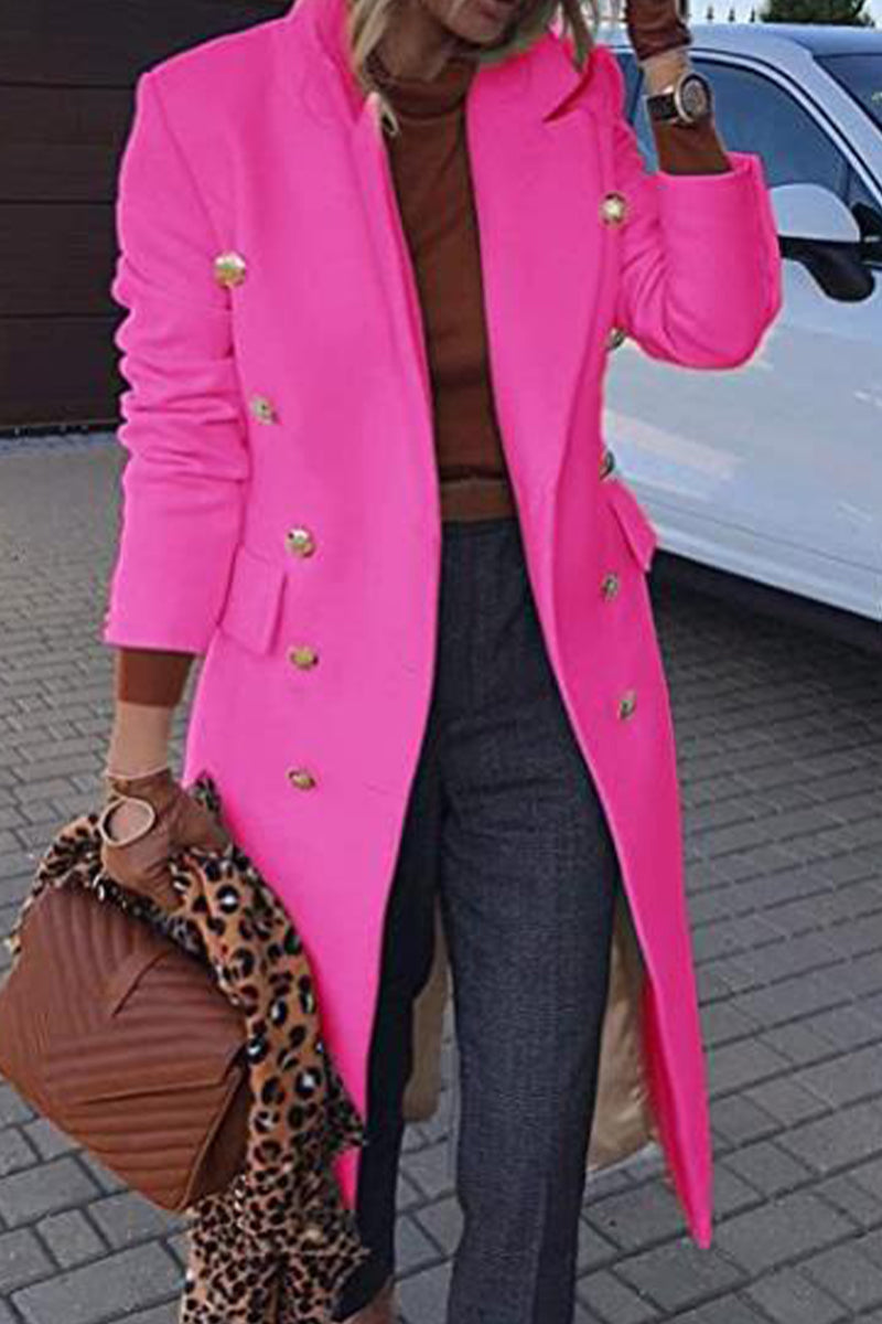 Prenda exterior informal, elegante, de calle, con botones lisos y cuello vuelto (4 colores)