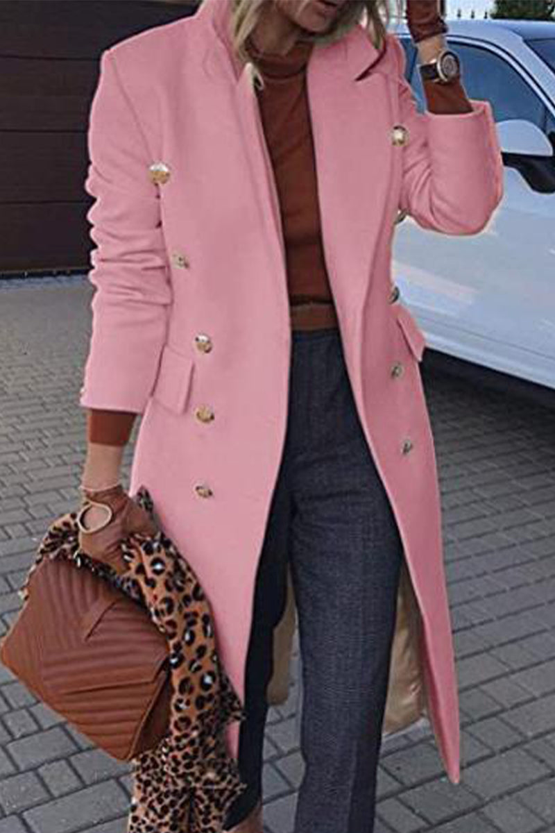 Prenda exterior informal, elegante, de calle, con botones lisos y cuello vuelto (4 colores)