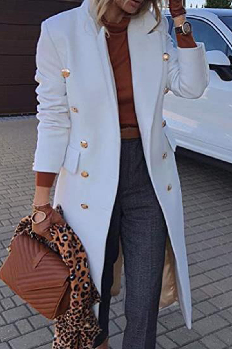 Prenda exterior informal, elegante, de calle, con botones lisos y cuello vuelto (4 colores)