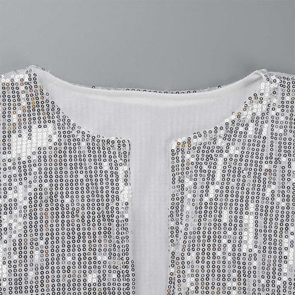 Prendas de abrigo de cuello redondo con lentejuelas y patchwork de moda (5 colores)