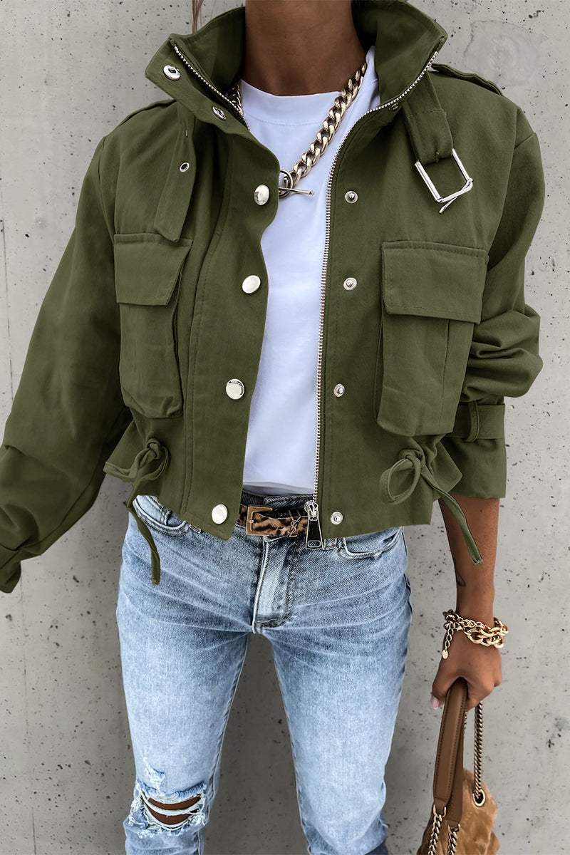 Prendas de abrigo de cuello redondo de color liso de calle