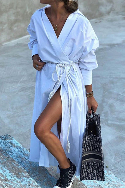 Vestidos asimétricos elegantes de calle con cuello vuelto