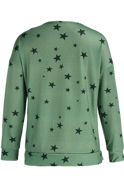 Tops casuales con cuello y cremallera de patchwork de estrellas (8 colores)