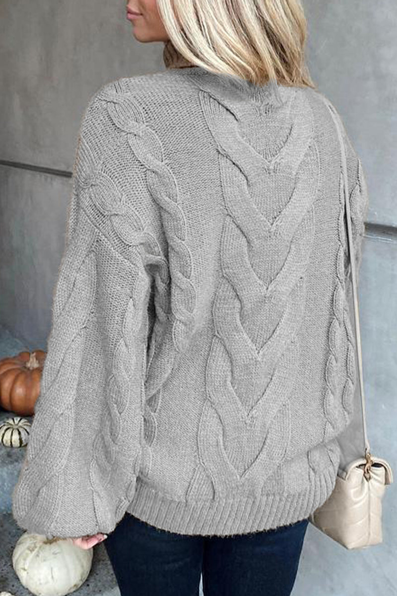 Suéteres casuales de cuello alto de color liso para calle (5 colores)