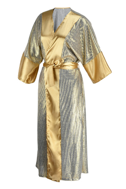 Vestidos casuales con falda y escote en V y lentejuelas de patchwork (3 colores)