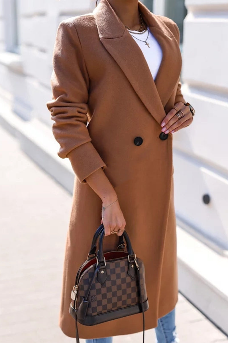 Prenda exterior informal, elegante, lisa, con cuello vuelto y parches (6 colores)