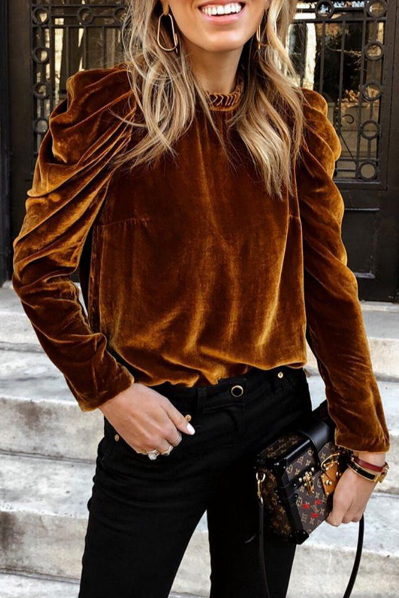 Tops casuales de cuello alto con orillo de fibra en colores lisos (5 colores)