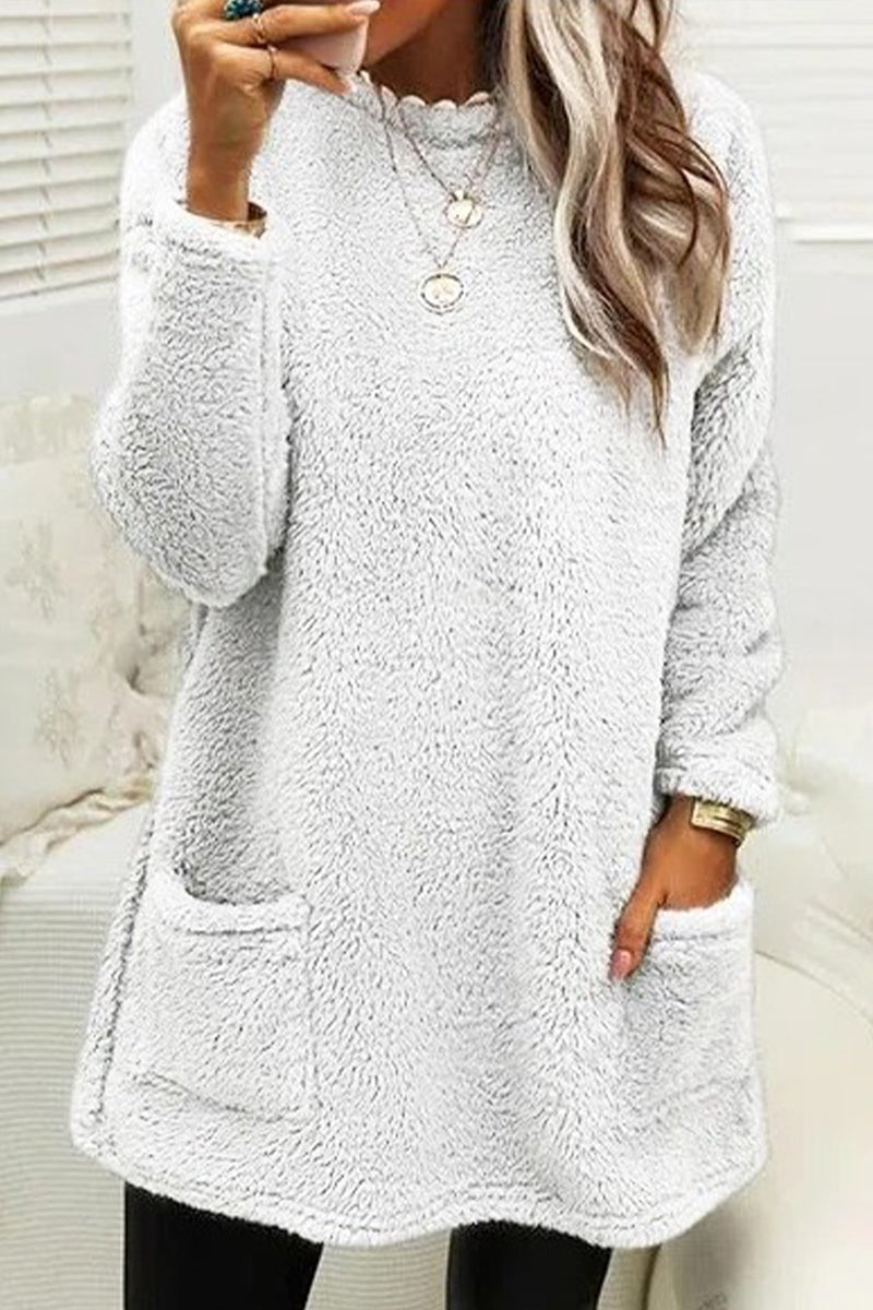 Camisetas de cuello redondo de color liso con bolsillo de calle (4 colores)