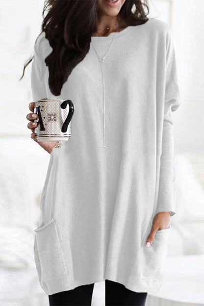 Tops casuales de cuello en V con bolsillos y parches sólidos (12 colores)