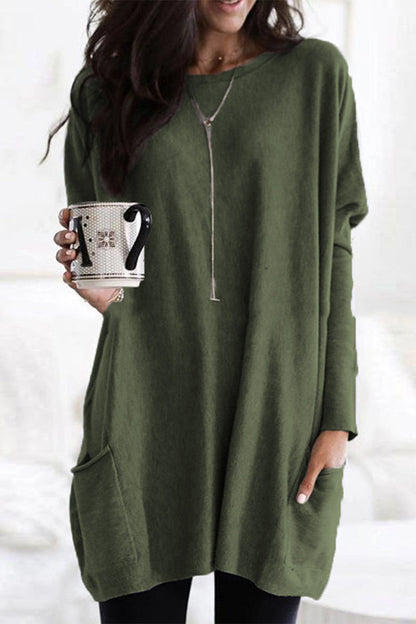 Tops casuales de cuello en V con bolsillos y parches sólidos (12 colores)