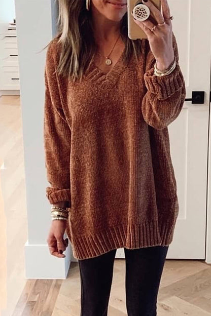 Suéteres de cuello en V de color sólido (5 colores)