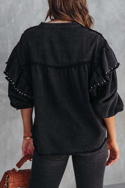 Prendas de abrigo de cuello mandarín de color liso con remaches de calle