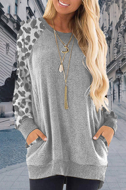 Sudadera informal, elegante y con cuello redondo y contraste sólido (11 colores)