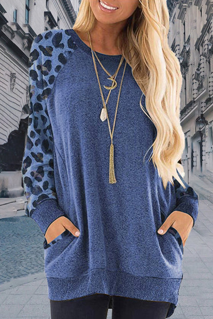 Sudadera informal, elegante y con cuello redondo y contraste sólido (11 colores)