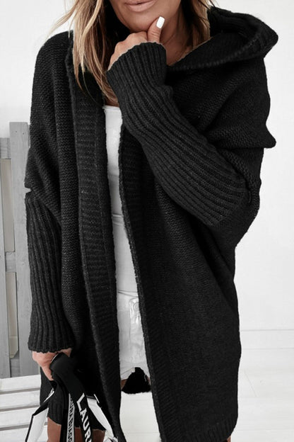 Cárdigan con capucha y cuello asimétrico de color liso (15 colores)